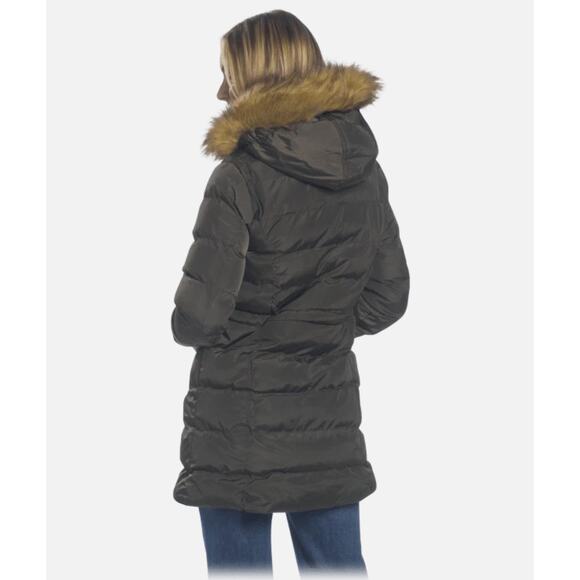 Celsius Green Hooded Puffer Coat With Fleece Lining & Gold Trim, Sz M--NWT - Picture 4 of 10